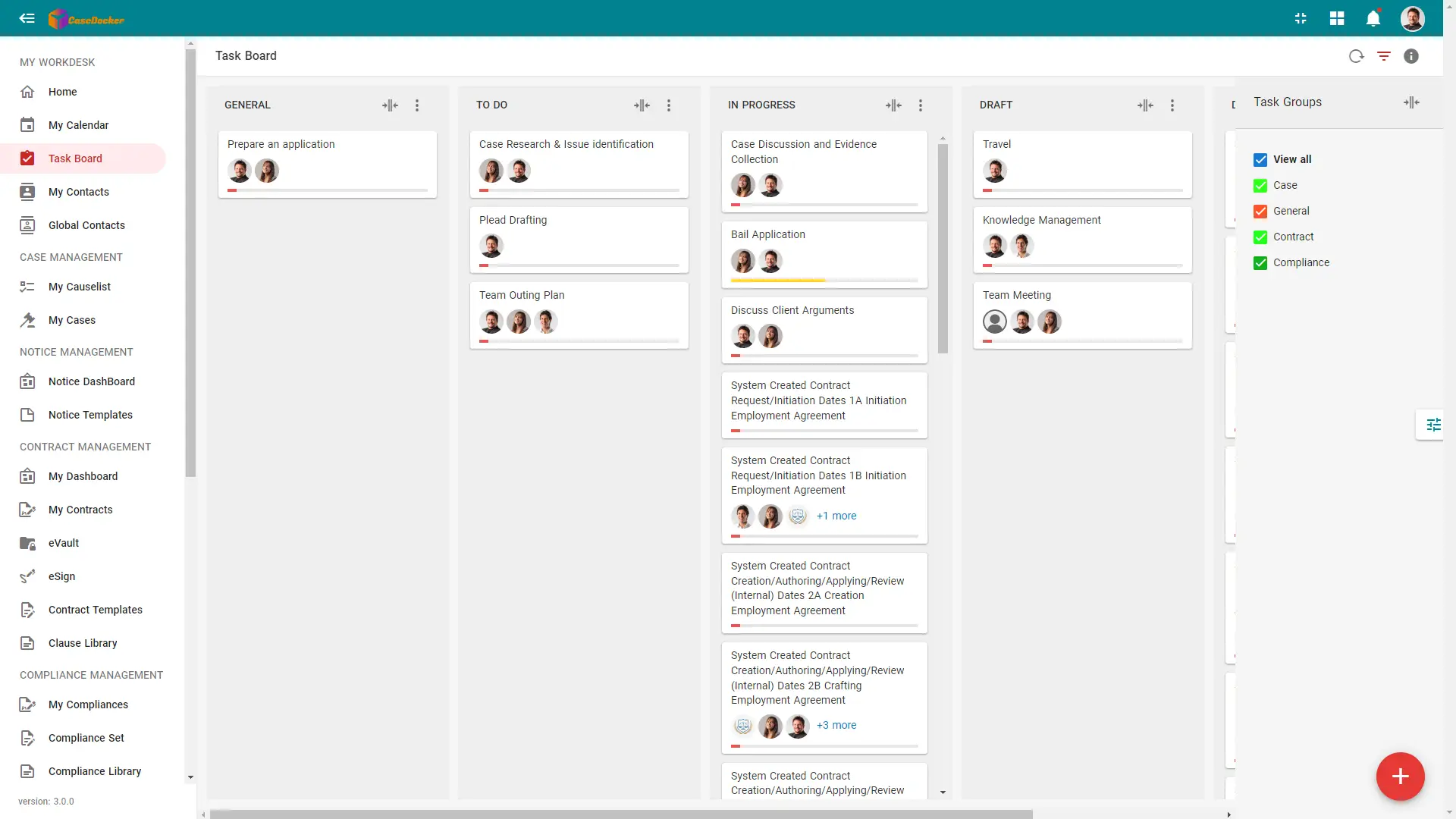 CaseDocker legal operations dashboard