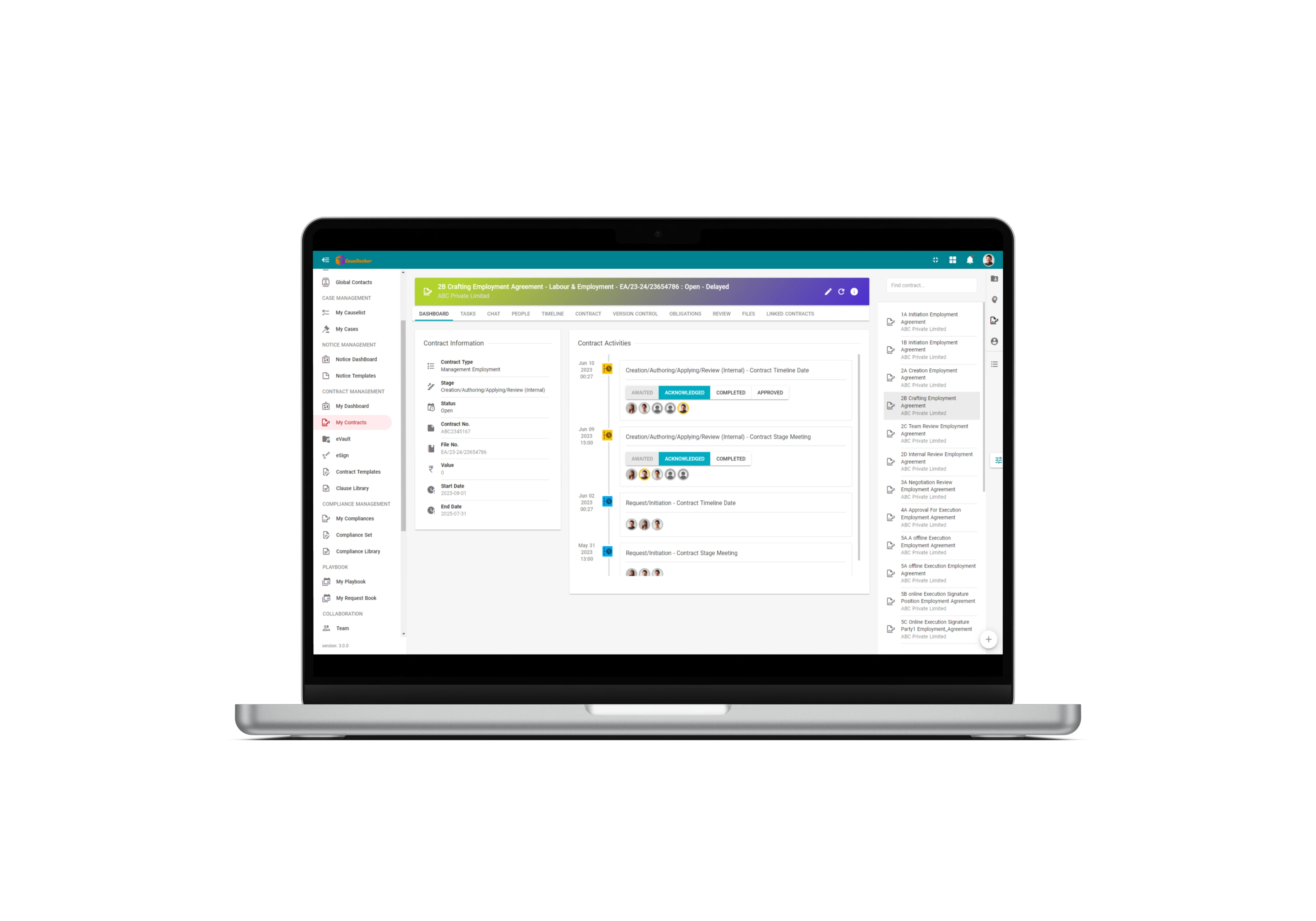 Main dashboard view of CaseDocker platform