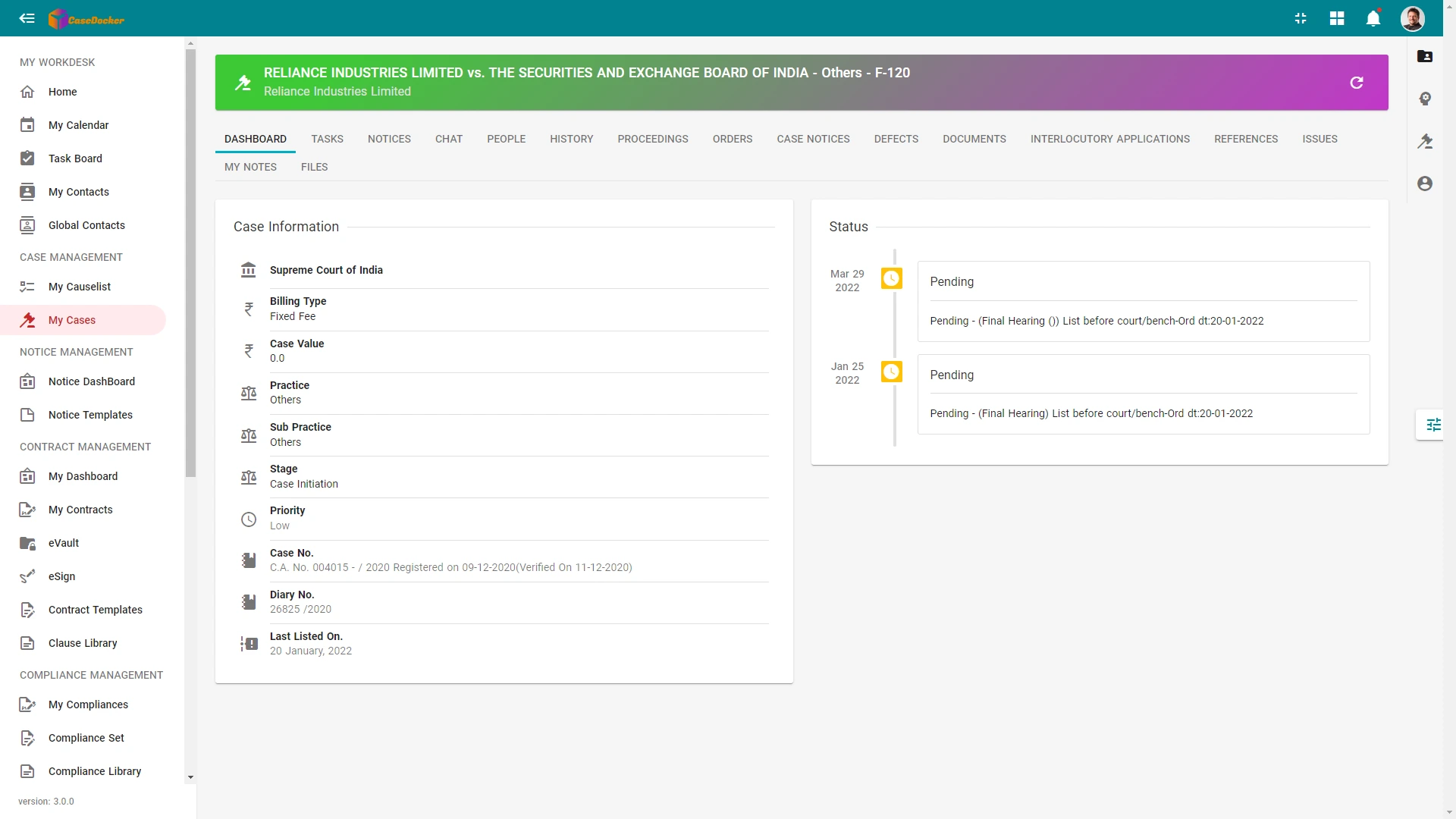 Case File Details Screen