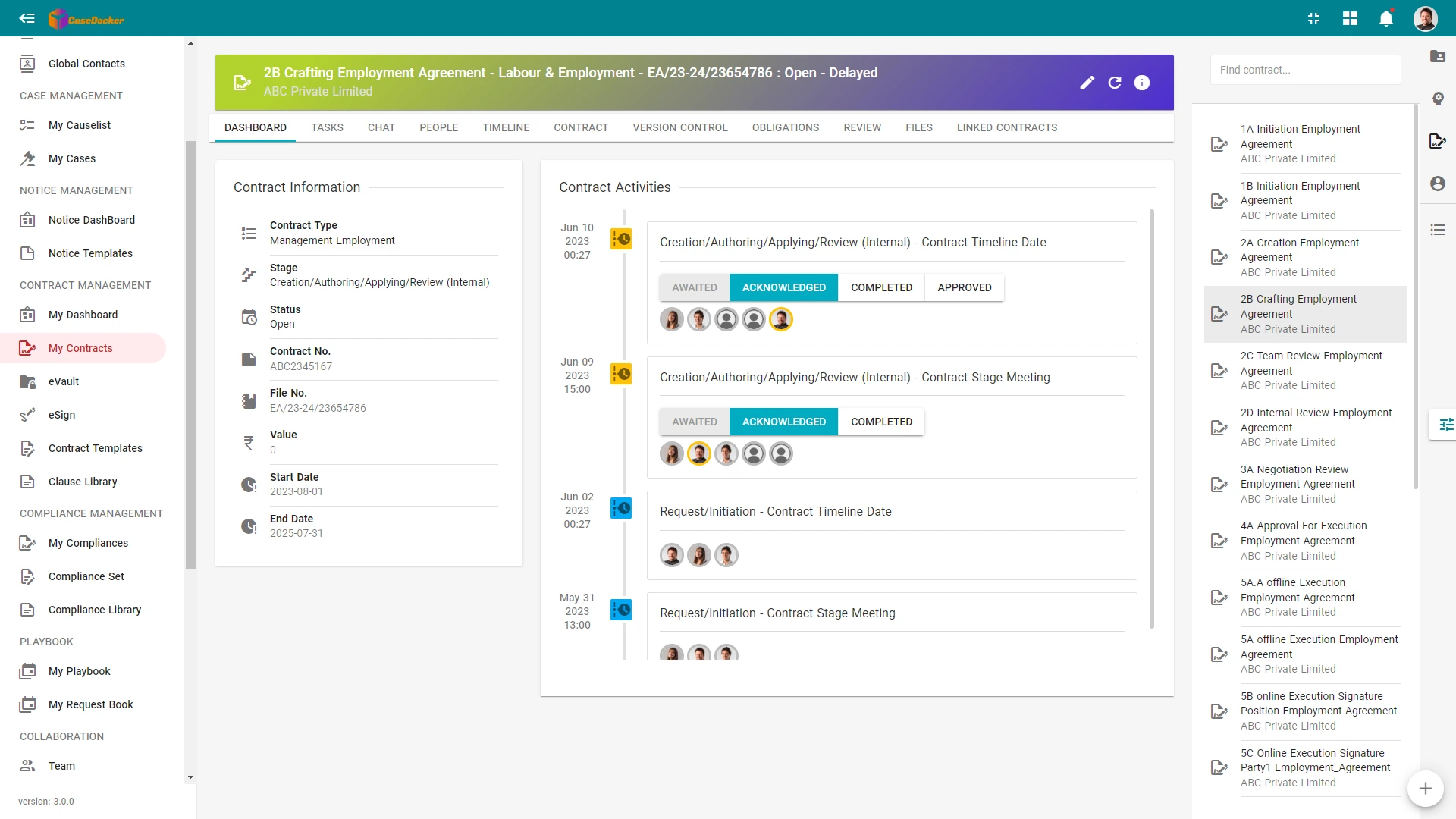 Contract Management View